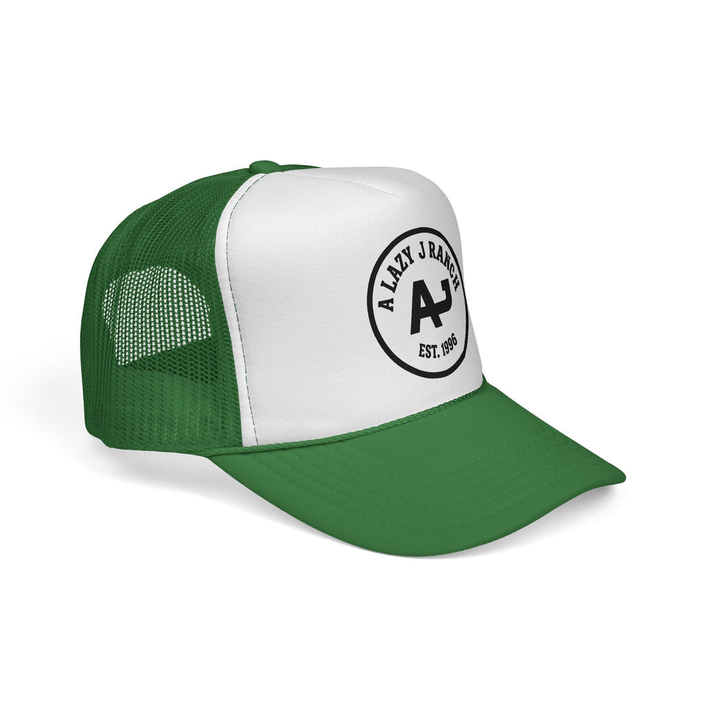 A Lazy J Ranch Trucker Cap — Vintage Western Logo Mesh Hat (Est. 1996)