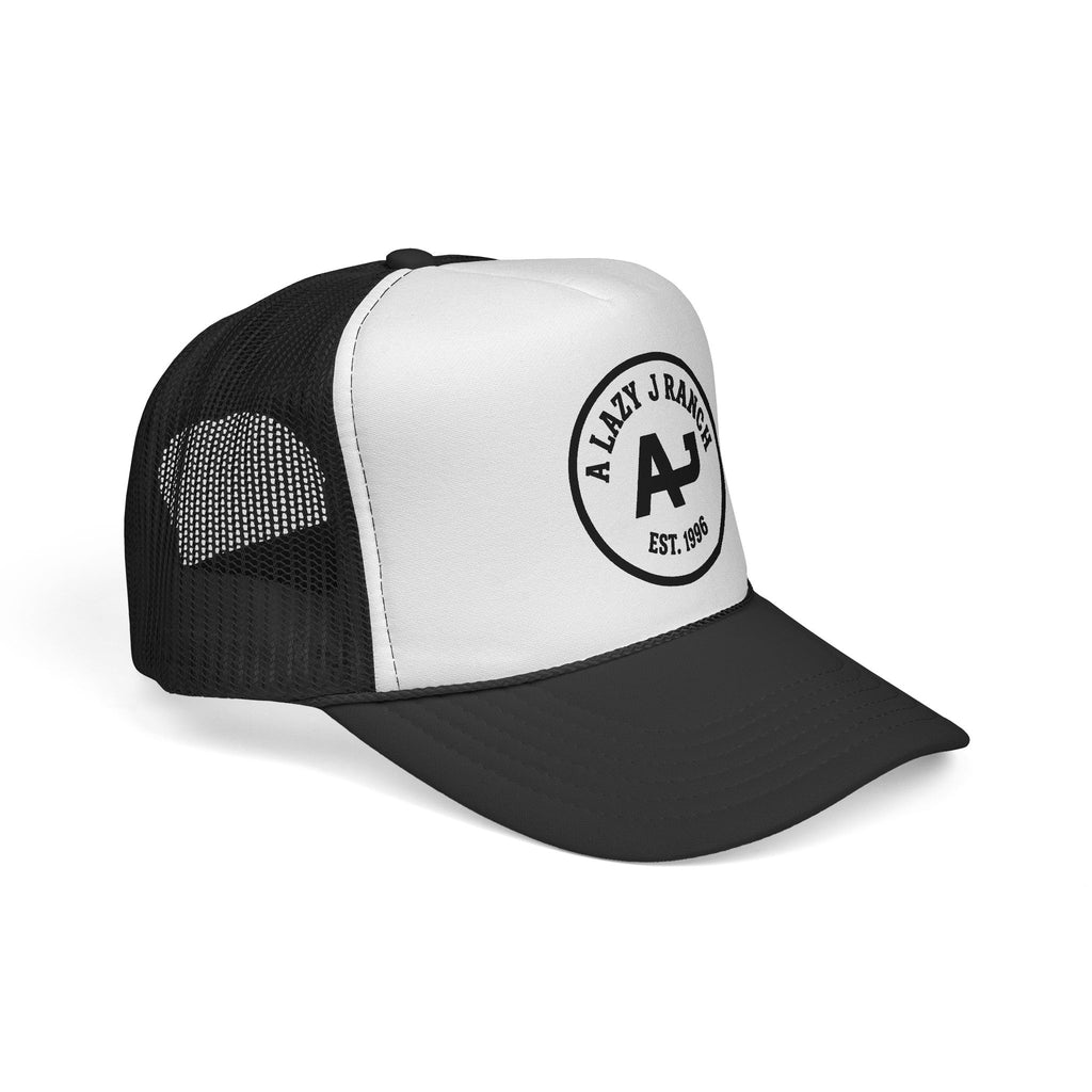 A Lazy J Ranch Trucker Cap — Vintage Western Logo Mesh Hat (Est. 1996)