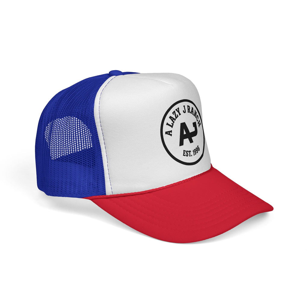 A Lazy J Ranch Trucker Cap — Vintage Western Logo Mesh Hat (Est. 1996)