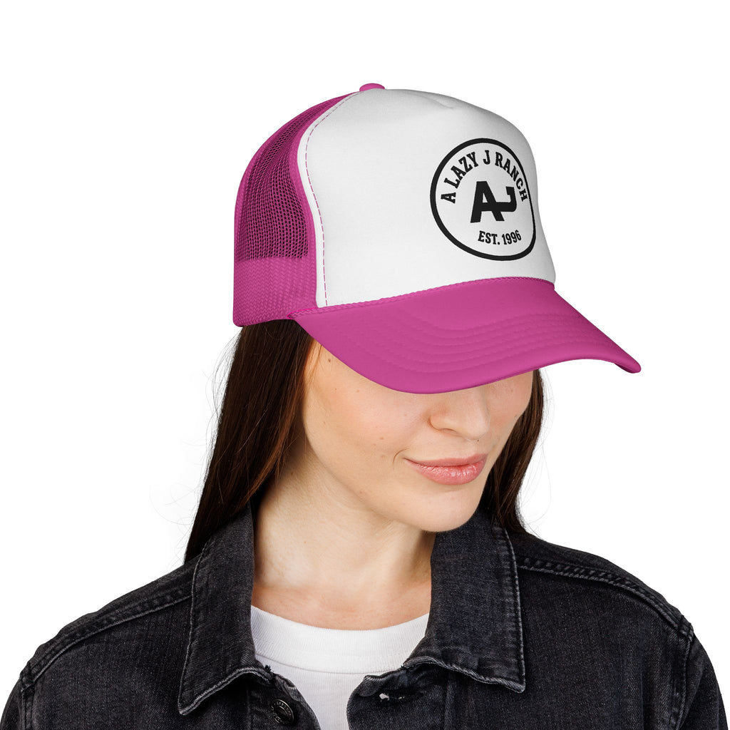A Lazy J Ranch Trucker Cap — Vintage Western Logo Mesh Hat (Est. 1996)